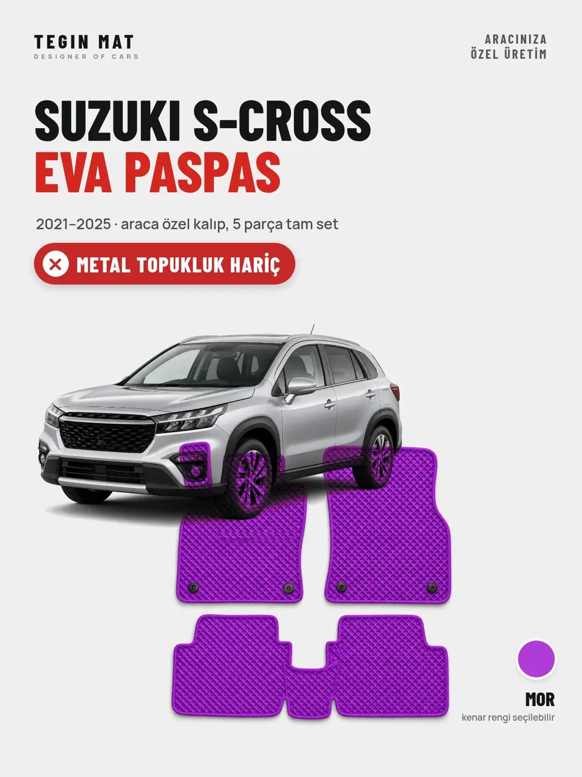 Suzuki S-Cross EVA Oto Paspas Tam Set (2021–2025) Mor – Metal Topukluk Hariç (1)