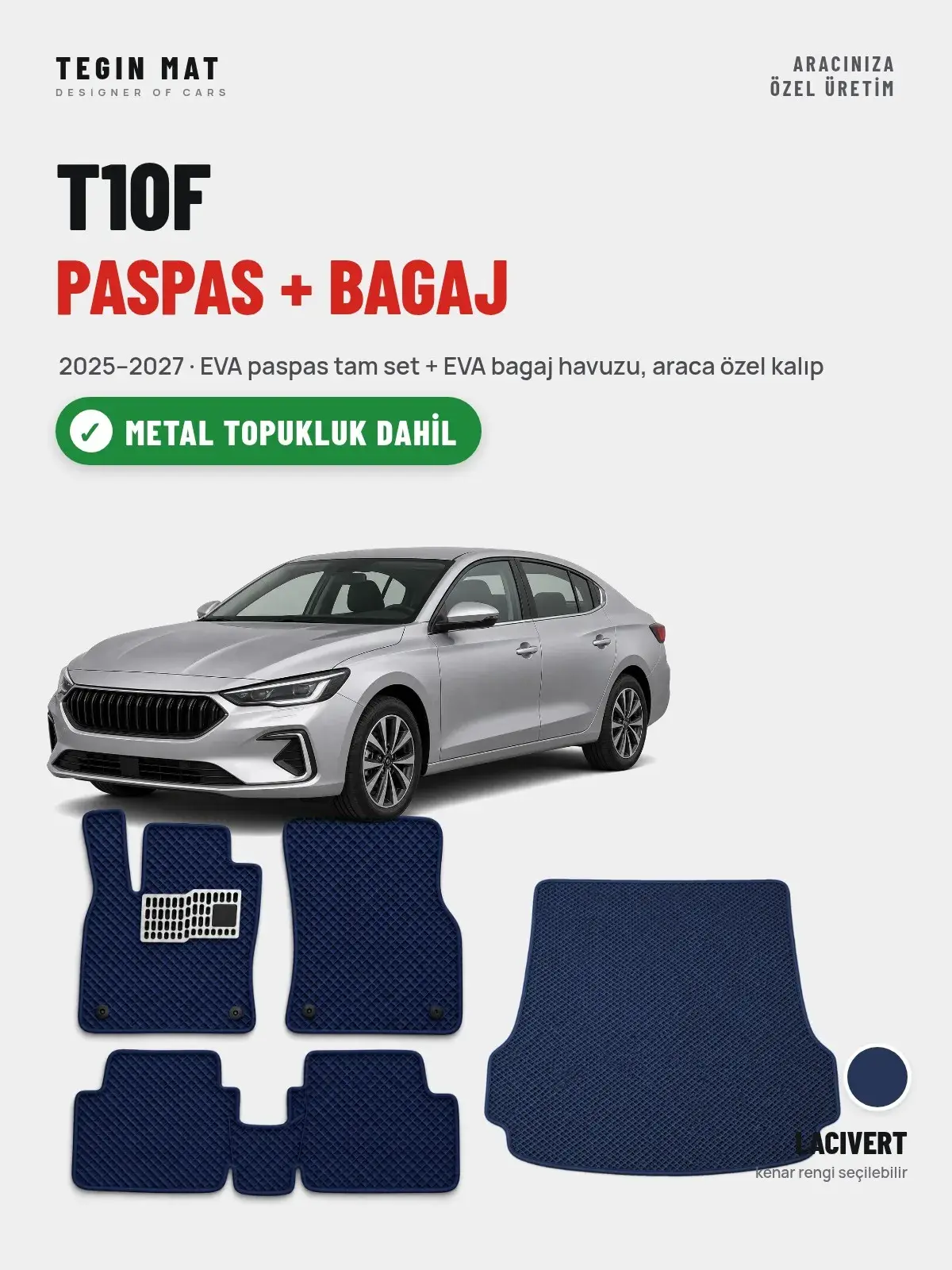 T10F EVA Paspas + Bagaj Havuzu Seti (2025–2027) Lacivert – Metal Topukluk Dahil (1)