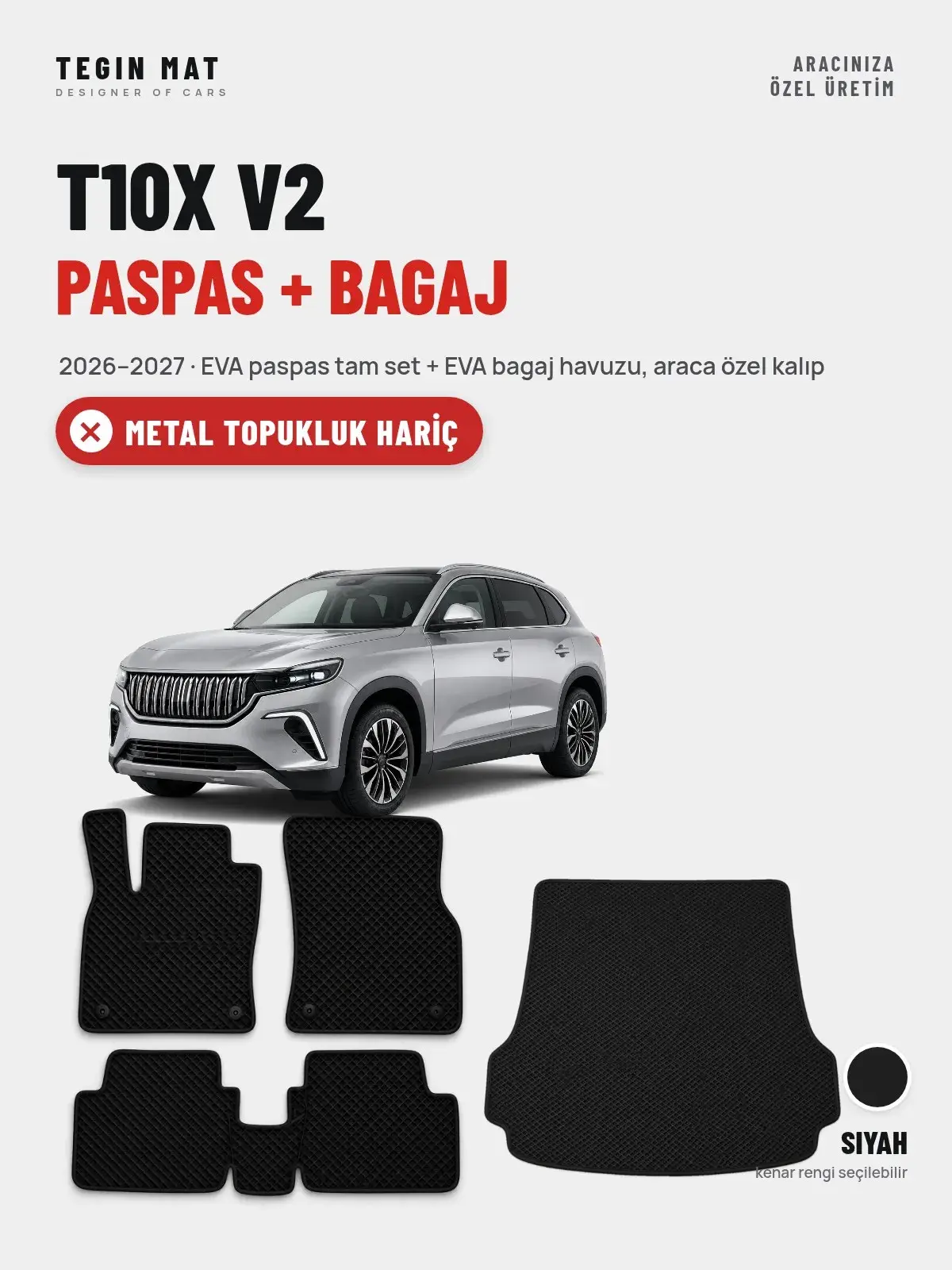 T10X V2 EVA Paspas + Bagaj Havuzu Seti (2026–2027) Siyah – Metal Topukluk Hariç (1)
