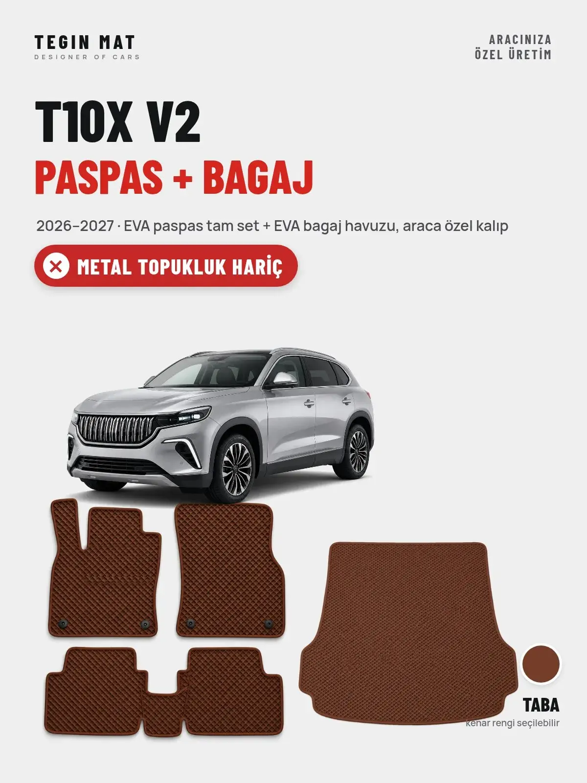 T10X V2 EVA Paspas + Bagaj Havuzu Seti (2026–2027) Taba – Metal Topukluk Hariç (1)