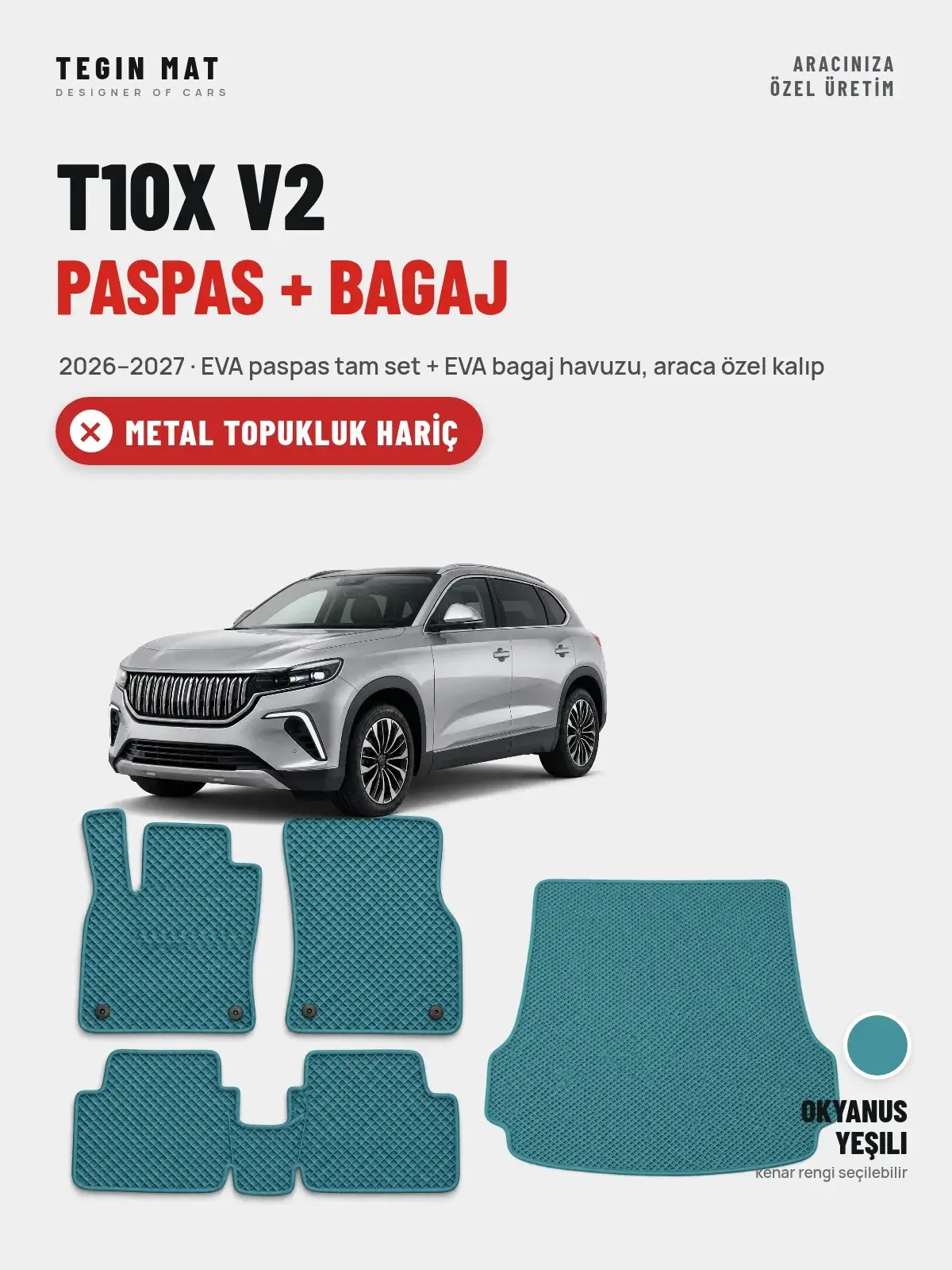 T10X V2 EVA Paspas + Bagaj Havuzu Seti (2026–2027) Okyanus Yeşili – Metal Topukluk Hariç (1)