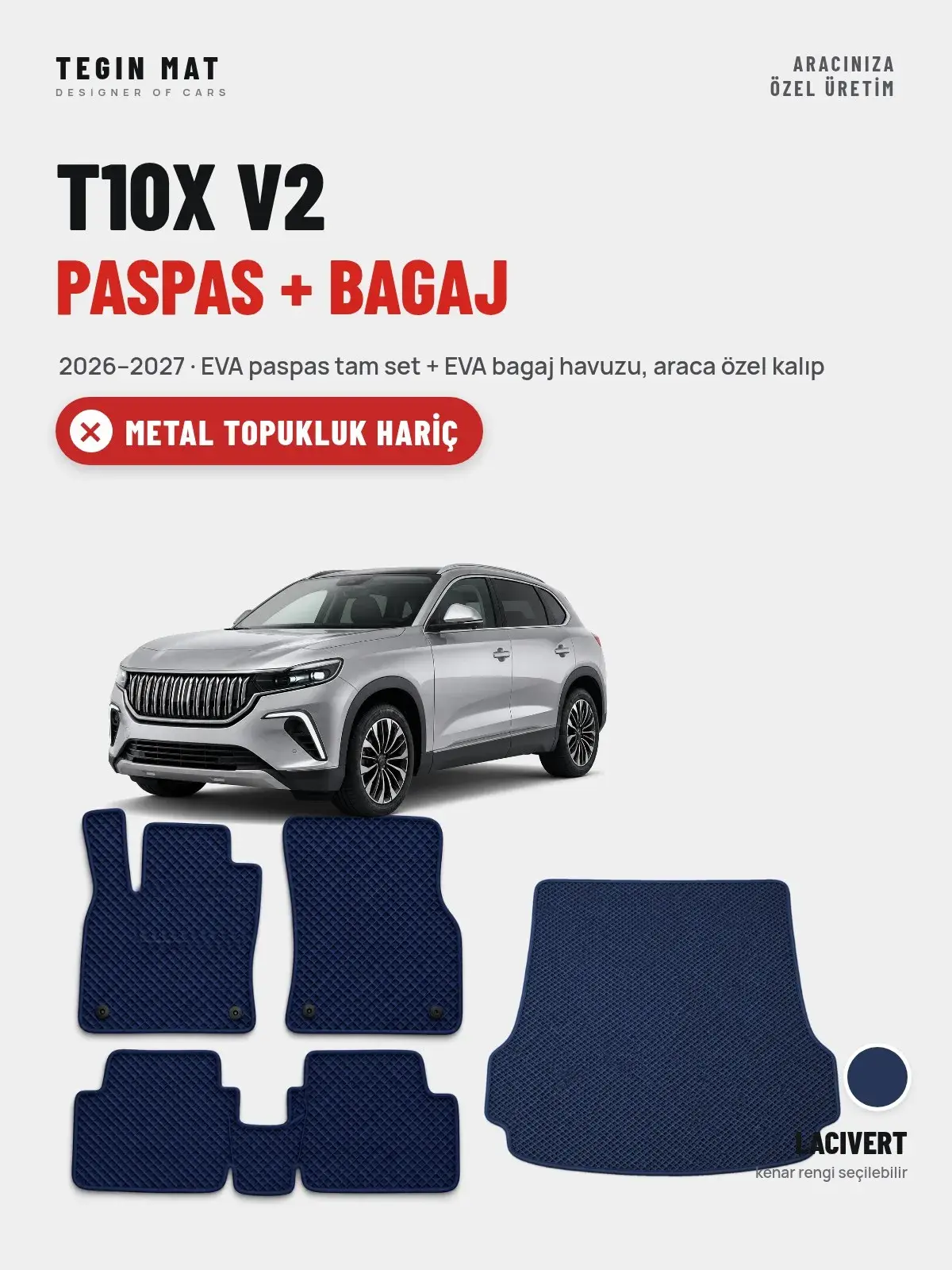 T10X V2 EVA Paspas + Bagaj Havuzu Seti (2026–2027) Lacivert – Metal Topukluk Hariç (1)