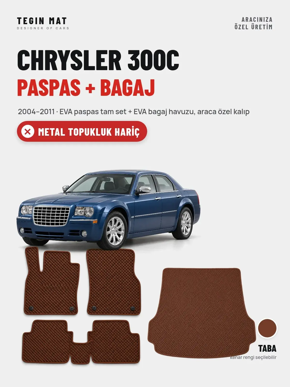 Chrysler 300C EVA Paspas + Bagaj Havuzu Seti (2004–2011) Taba – Metal Topukluk Hariç (1)