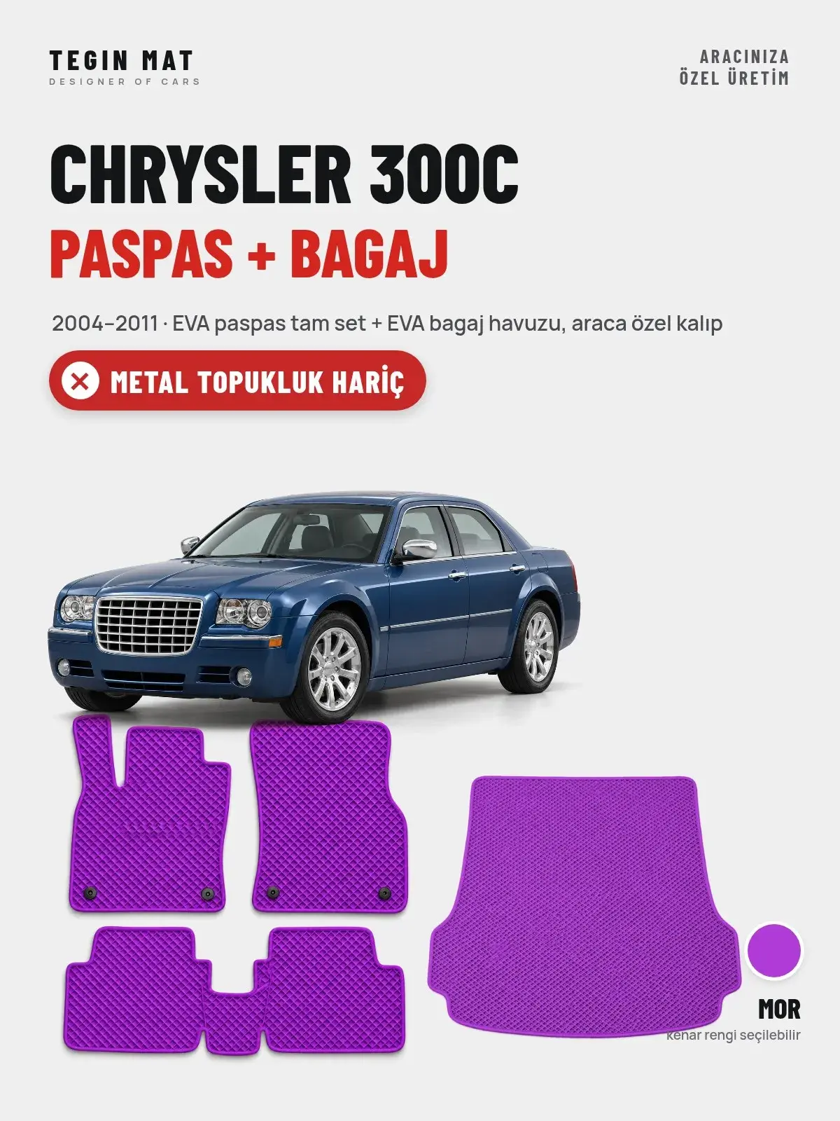 Chrysler 300C EVA Paspas + Bagaj Havuzu Seti (2004–2011) Mor – Metal Topukluk Hariç (1)
