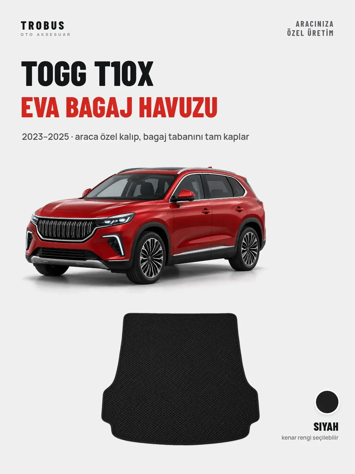 Togg T10X EVA Bagaj Havuzu (2023–2025) Siyah – Araca Özel Kalıp (1)