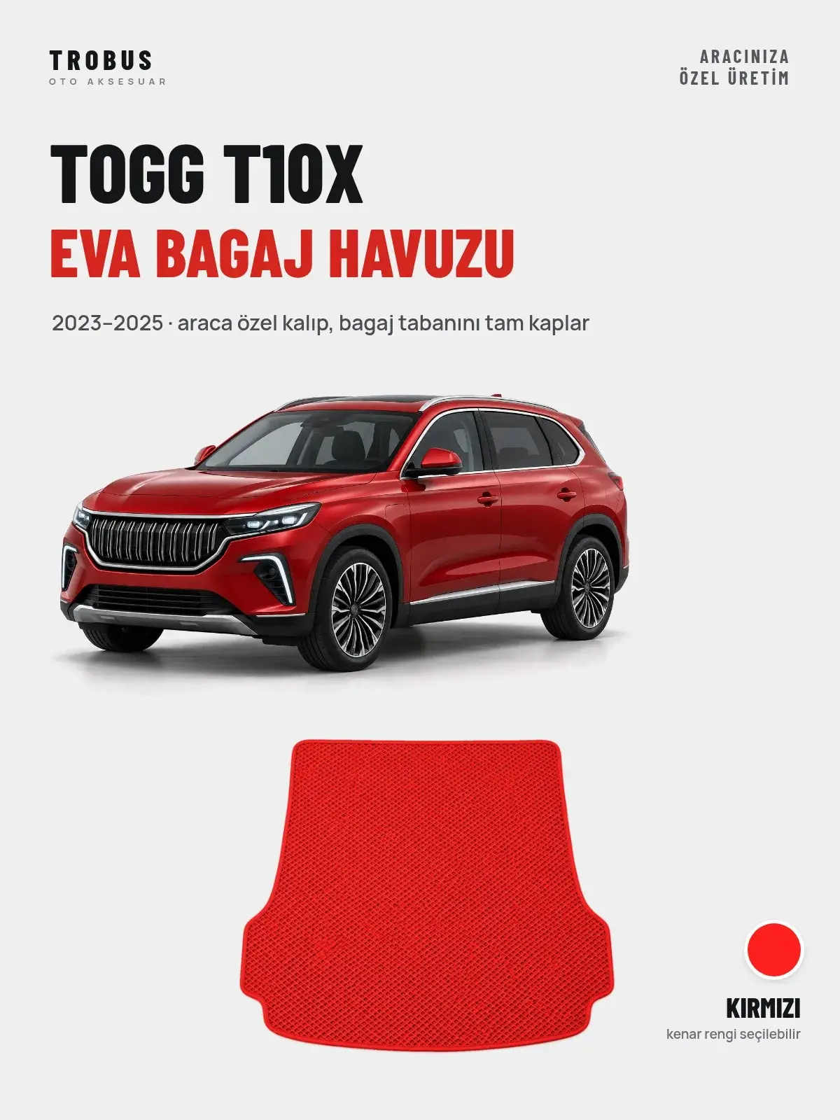 Togg T10X EVA Bagaj Havuzu (2023–2025) Kırmızı – Araca Özel Kalıp (1)