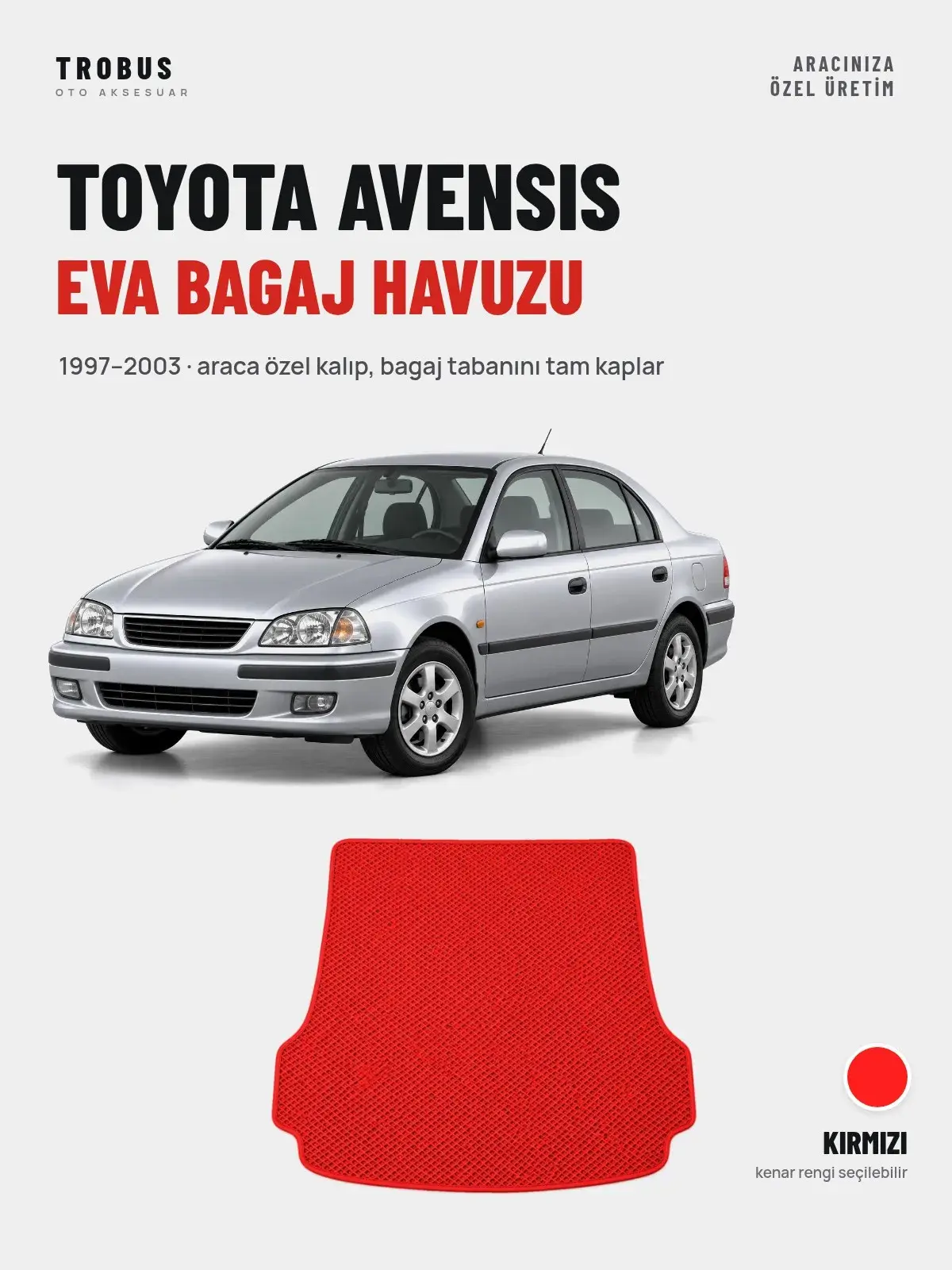 Toyota Avensis EVA Bagaj Havuzu (1997–2003) Kırmızı – Araca Özel Kalıp (1)