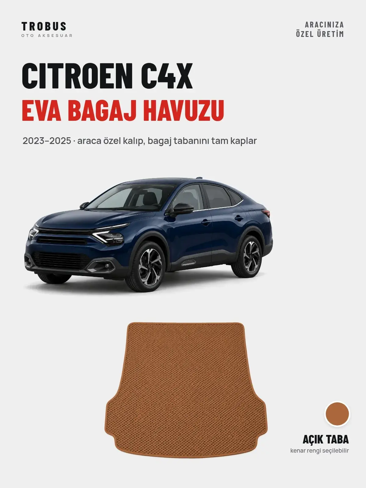 Citroen C4X EVA Bagaj Havuzu (2023–2025) Açık Taba – Araca Özel Kalıp (1)