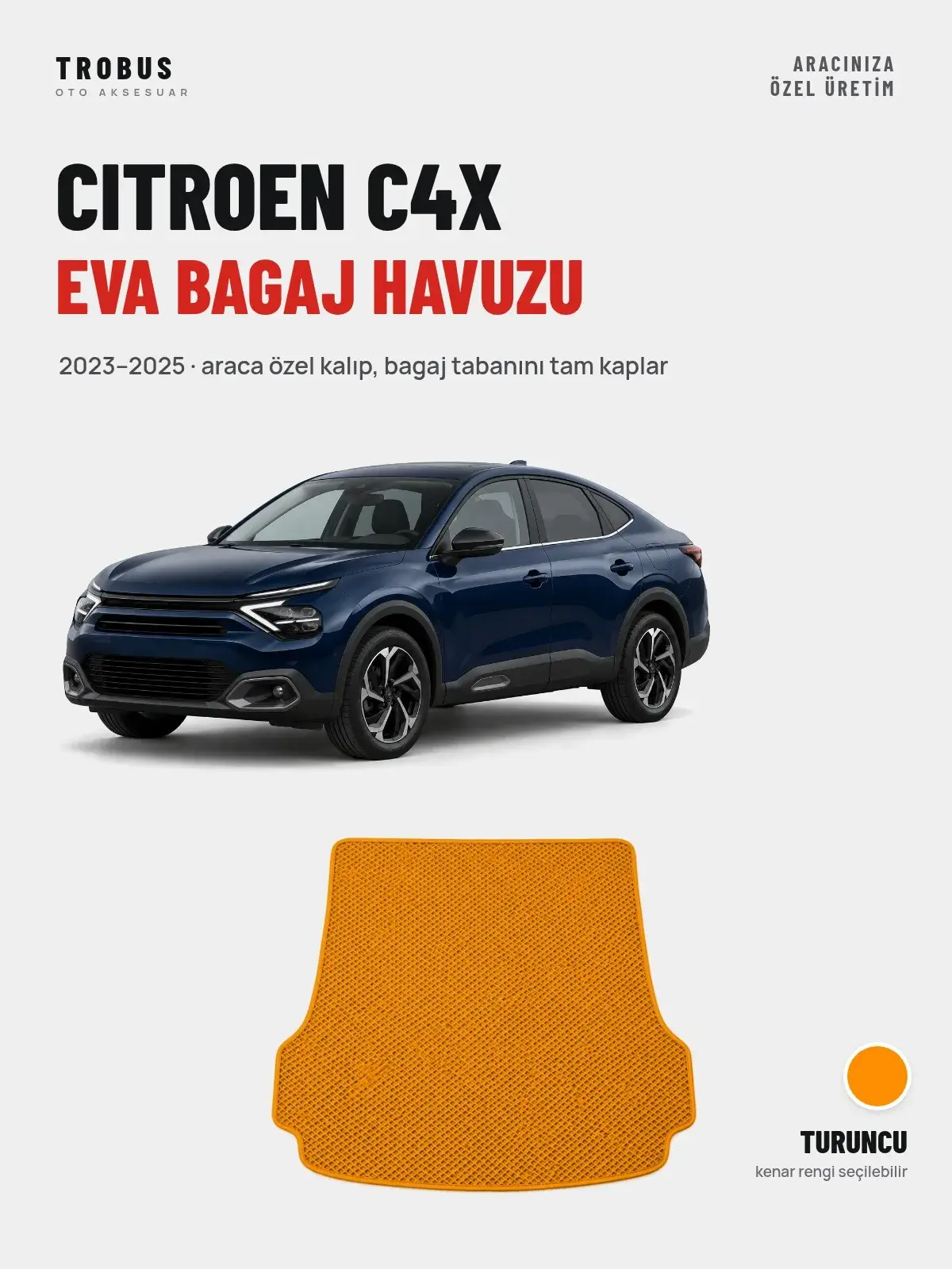 Citroen C4X EVA Bagaj Havuzu (2023–2025) Turuncu – Araca Özel Kalıp (1)