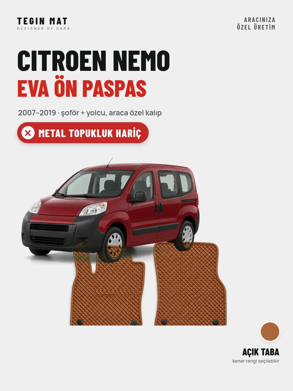 Citroen Nemo EVA Ön Paspas (2007–2019) Açık Taba – Metal Topukluk Hariç (1)
