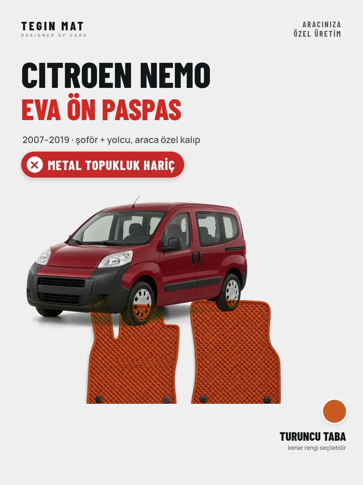 Citroen Nemo EVA Ön Paspas (2007–2019) Turuncu Taba – Metal Topukluk Hariç (1)