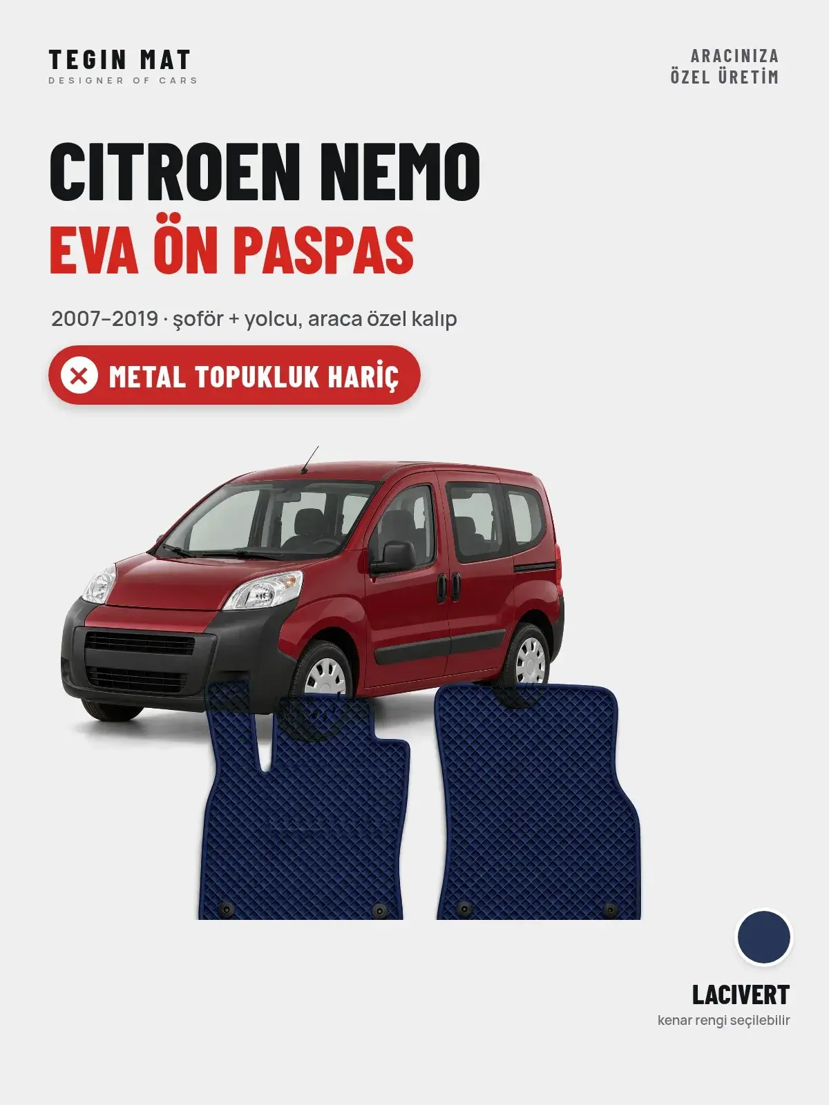 Citroen Nemo EVA Ön Paspas (2007–2019) Lacivert – Metal Topukluk Hariç (1)