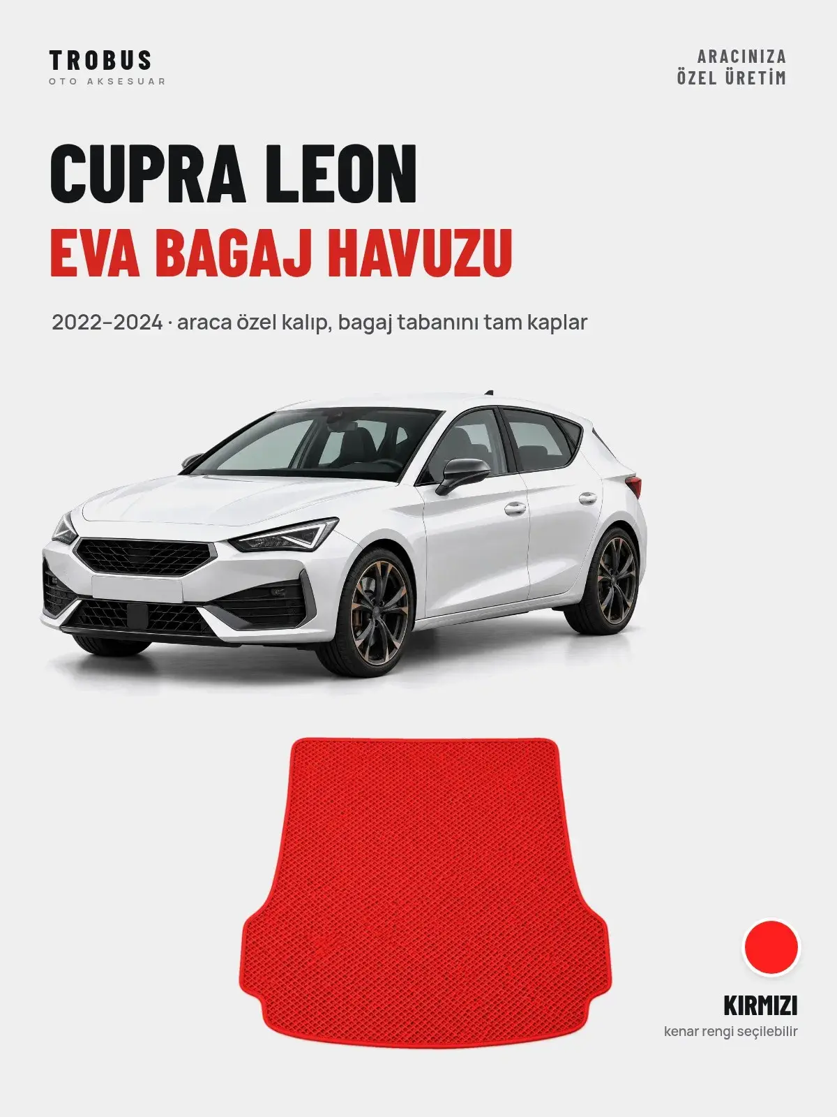 Cupra Leon EVA Bagaj Havuzu (2022–2024) Kırmızı – Araca Özel Kalıp (1)