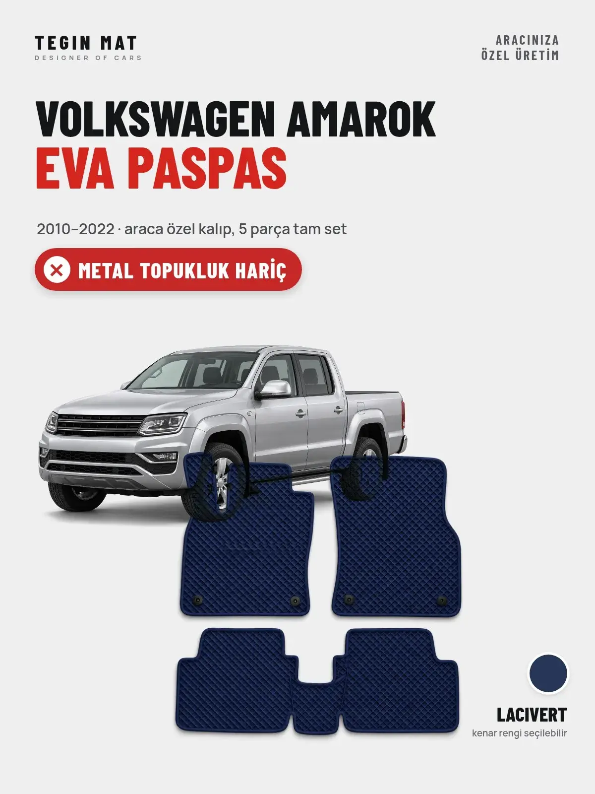 Volkswagen Amarok EVA Oto Paspas Tam Set (2010–2022) Lacivert – Metal Topukluk Hariç (1)