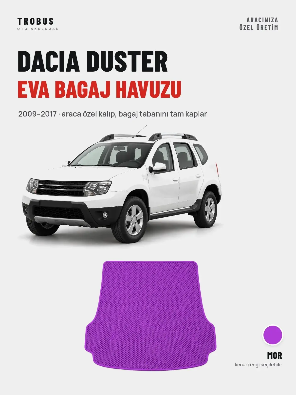 Dacia Duster EVA Bagaj Havuzu (2009–2017) Mor – Araca Özel Kalıp (1)