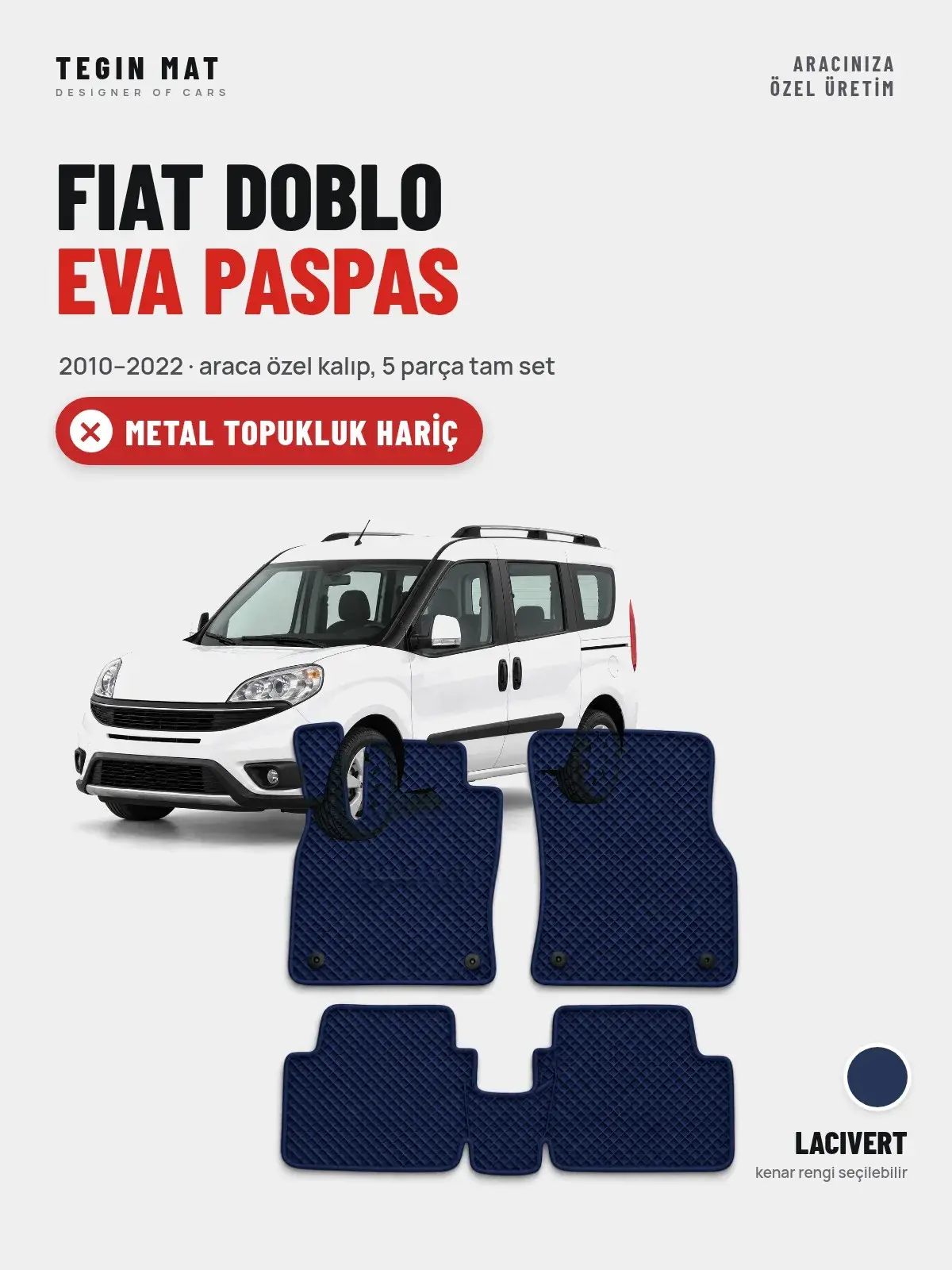 Fiat Doblo EVA Oto Paspas Tam Set (2010–2022) Lacivert – Metal Topukluk Hariç (1)