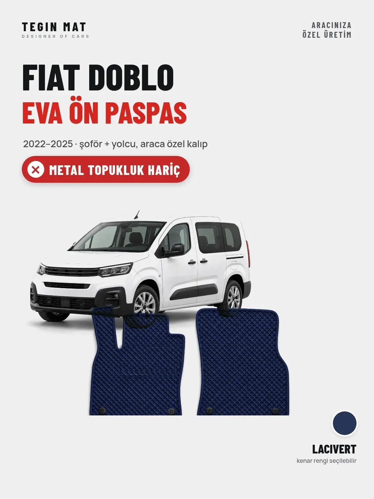 Fiat Doblo EVA Ön Paspas (2022–2025) Lacivert – Metal Topukluk Hariç (1)