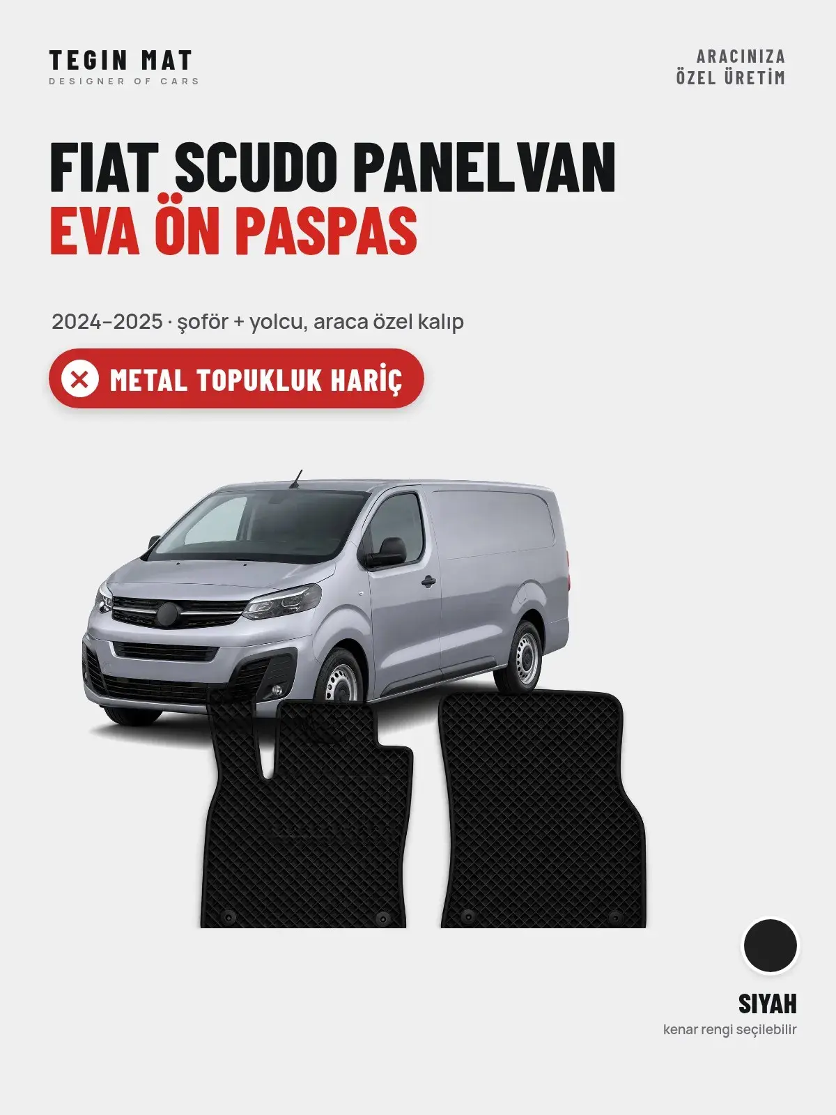 Fiat Scudo Panelvan EVA Ön Paspas (2024–2025) Siyah – Metal Topukluk Hariç (1)