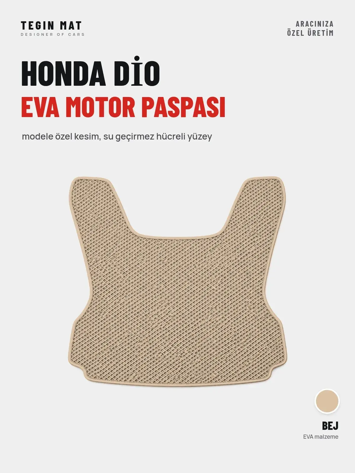Honda Di̇o EVA Motor Paspası Bej – Modele Özel Kesim (1)