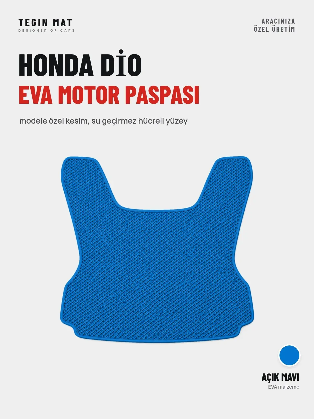 Honda Di̇o EVA Motor Paspası Açık Mavi – Modele Özel Kesim (1)