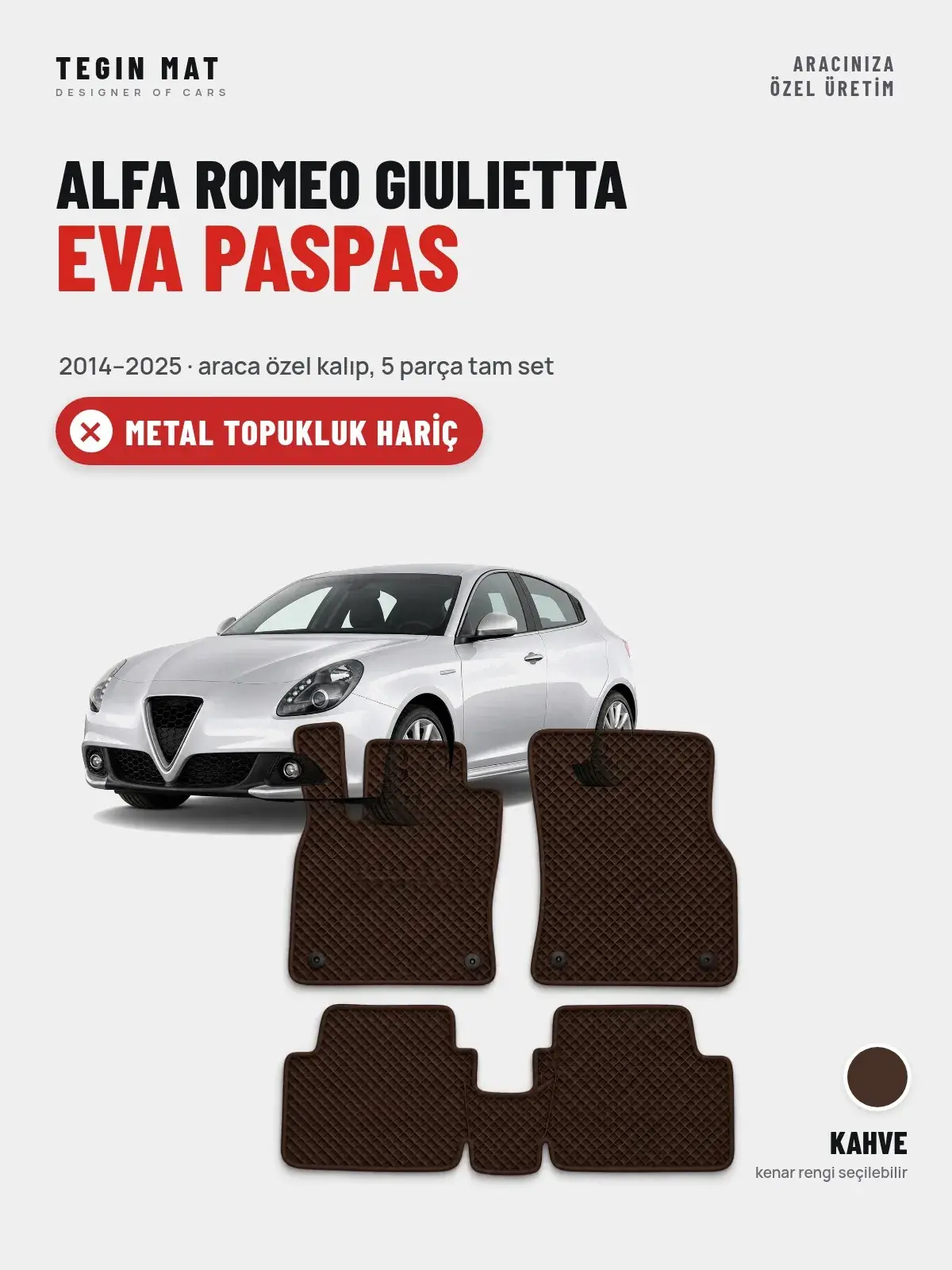 Alfa Romeo Giulietta EVA Oto Paspas Tam Set (2014–2025) Kahve – Metal Topukluk Hariç (1)