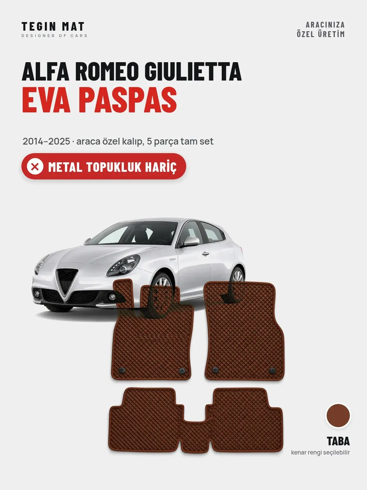 Alfa Romeo Giulietta EVA Oto Paspas Tam Set (2014–2025) Taba – Metal Topukluk Hariç (1)