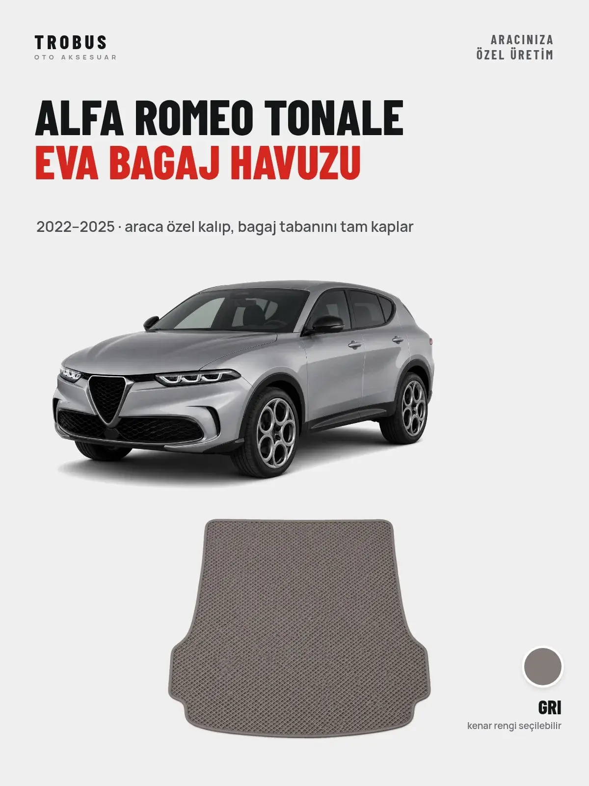 Alfa Romeo Tonale EVA Bagaj Havuzu (2022–2025) Gri – Araca Özel Kalıp (1)