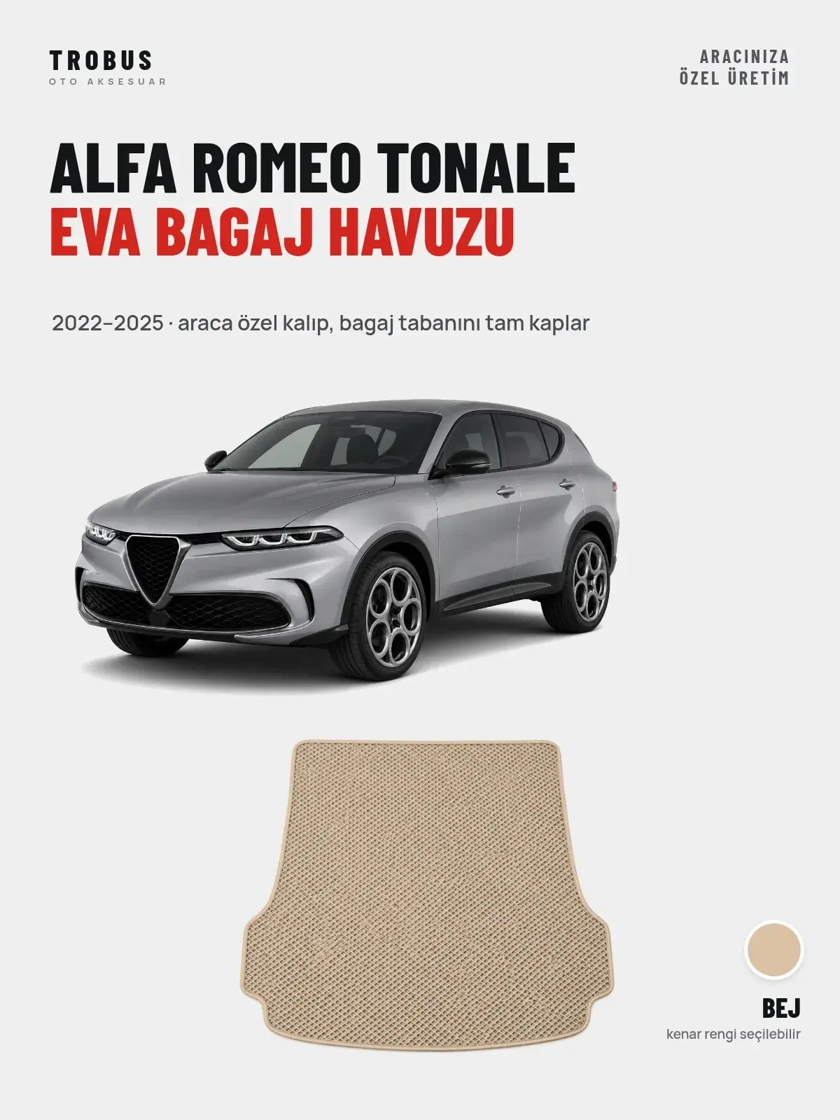Alfa Romeo Tonale EVA Bagaj Havuzu (2022–2025) Bej – Araca Özel Kalıp (1)