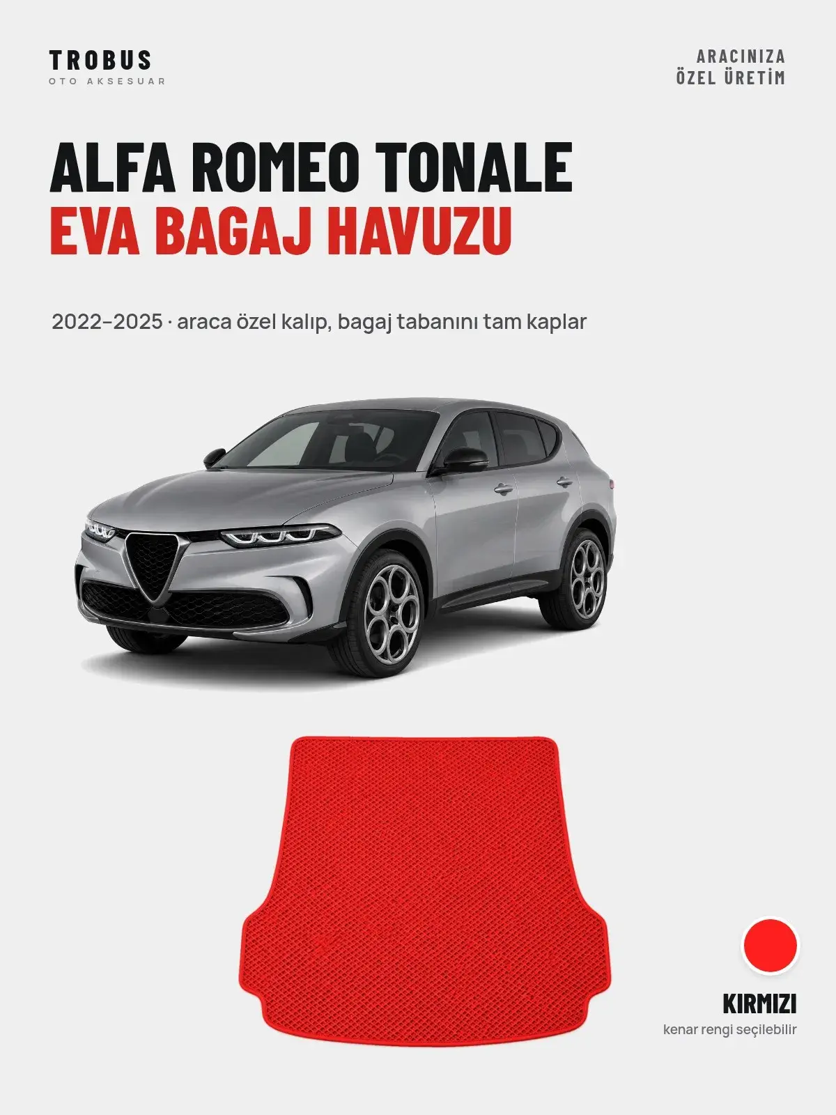Alfa Romeo Tonale EVA Bagaj Havuzu (2022–2025) Kırmızı – Araca Özel Kalıp (1)