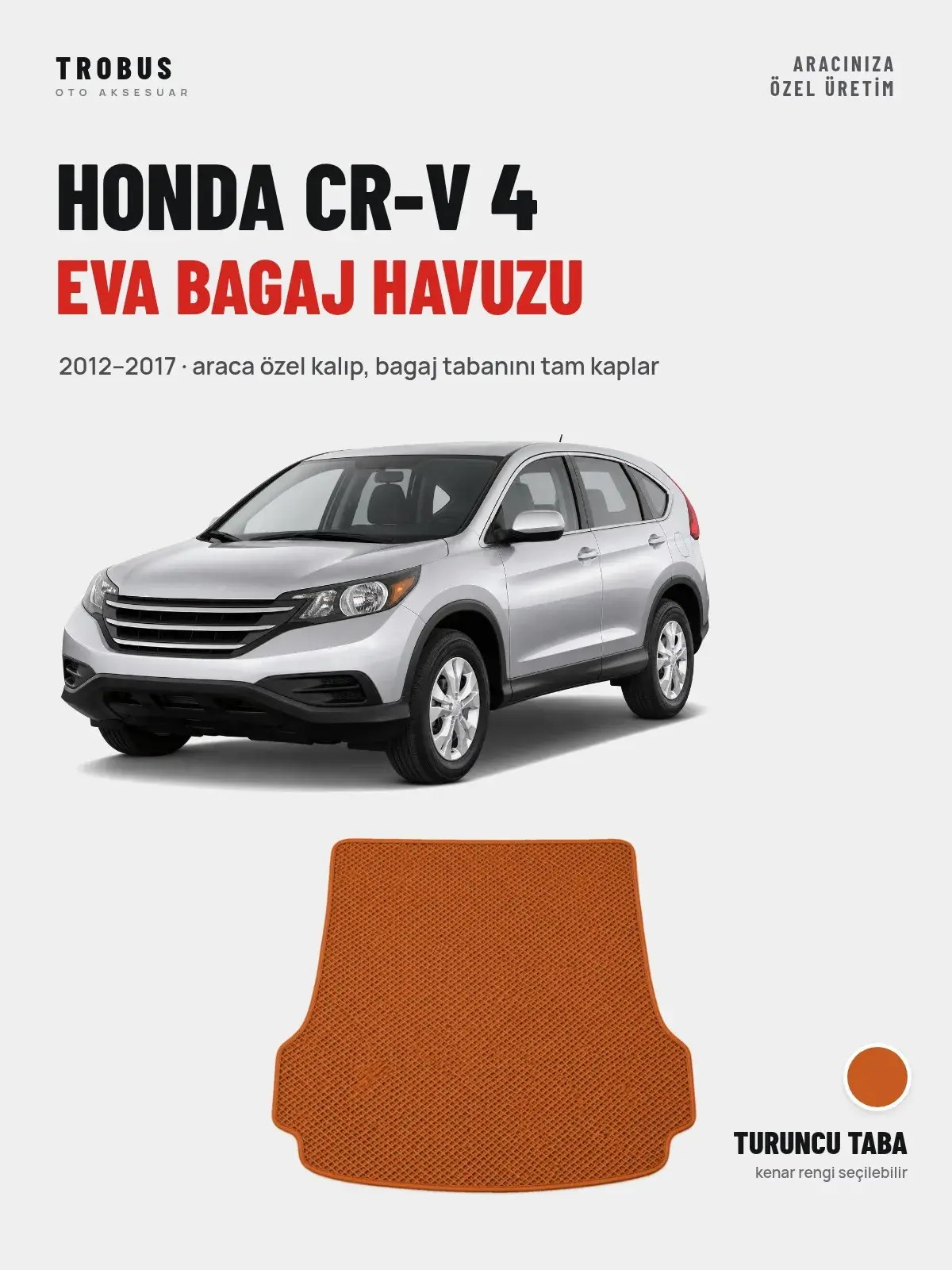 Honda CR-V 4 EVA Bagaj Havuzu (2012–2017) Turuncu Taba – Araca Özel Kalıp (1)