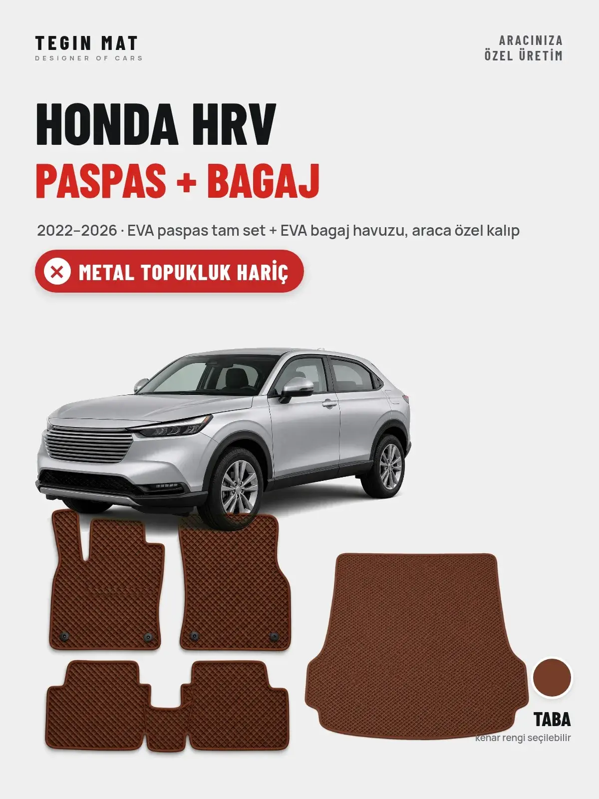 Honda Hrv EVA Paspas + Bagaj Havuzu Seti (2022–2026) Taba – Metal Topukluk Hariç (1)
