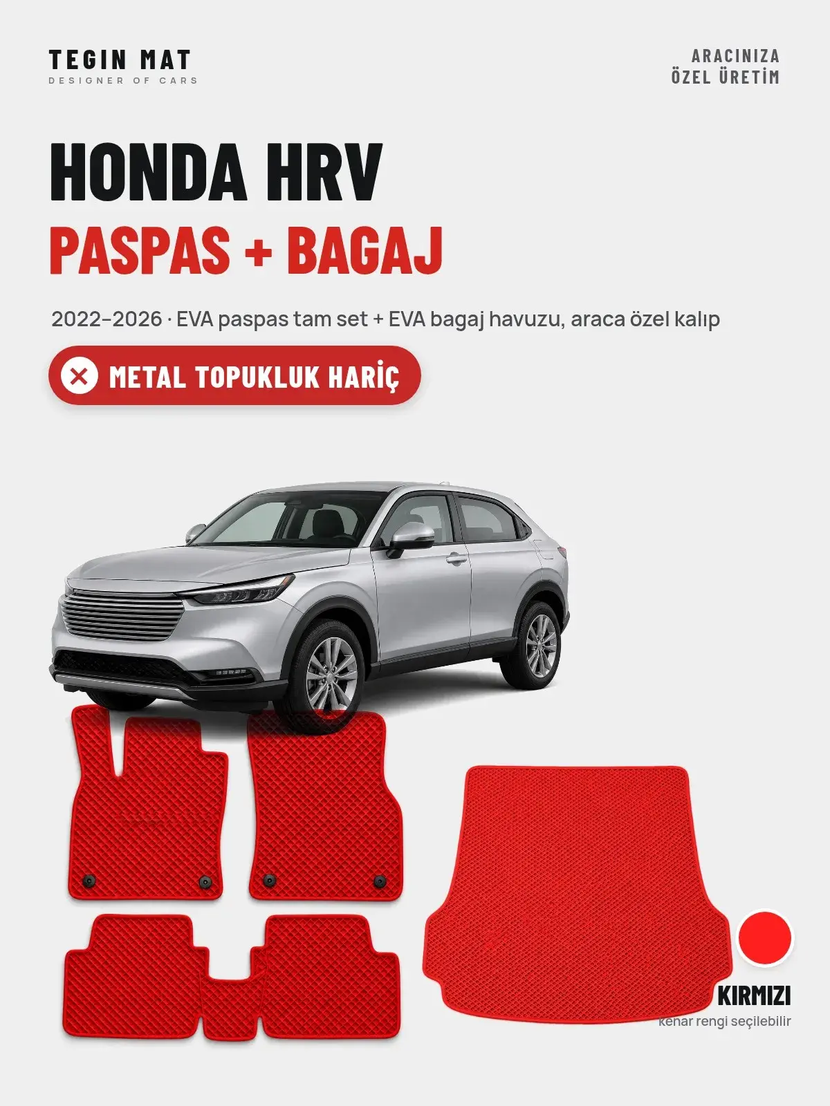 Honda Hrv EVA Paspas + Bagaj Havuzu Seti (2022–2026) Kırmızı – Metal Topukluk Hariç (1)
