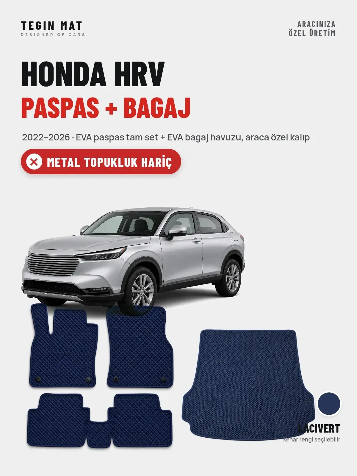Honda Hrv EVA Paspas + Bagaj Havuzu Seti (2022–2026) Lacivert – Metal Topukluk Hariç (1)