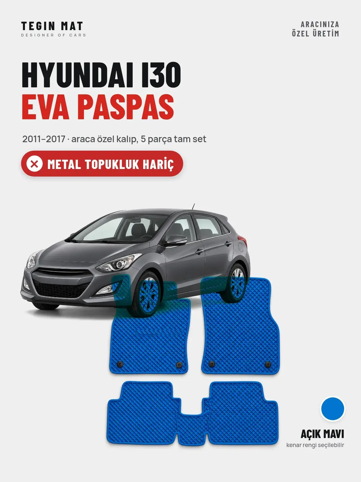 Hyundai i30 EVA Oto Paspas Tam Set (2011–2017) Açık Mavi – Metal Topukluk Hariç (1)