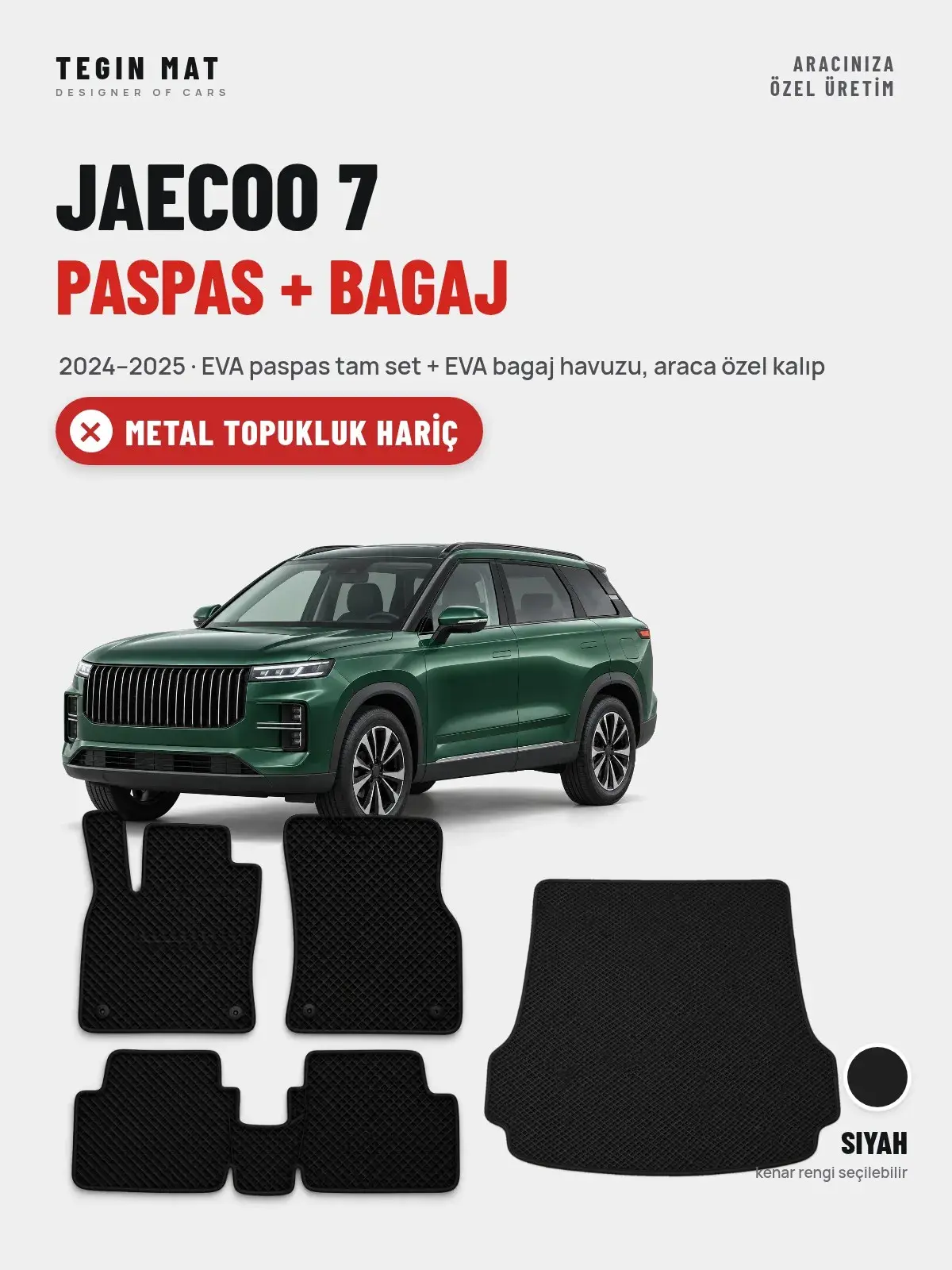 Jaecoo 7 EVA Paspas + Bagaj Havuzu Seti (2024–2025) Siyah – Metal Topukluk Hariç (1)