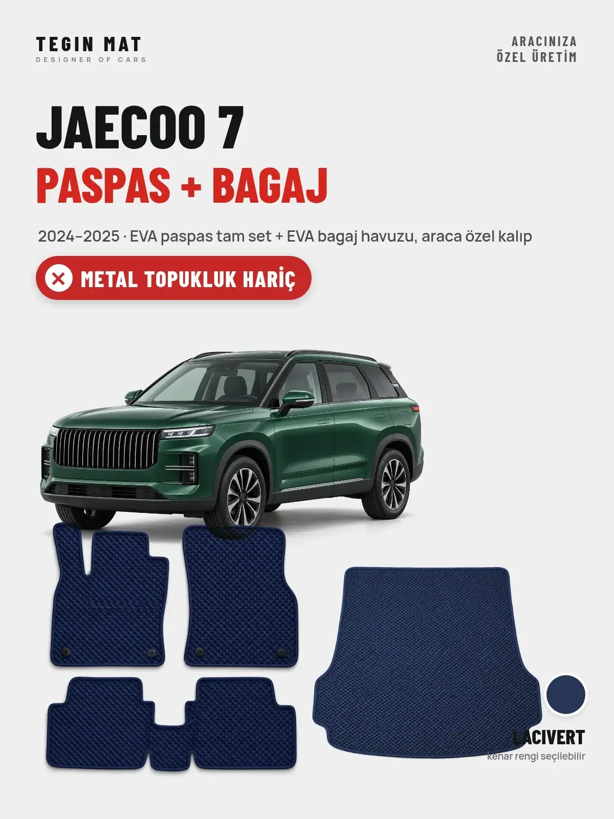Jaecoo 7 EVA Paspas + Bagaj Havuzu Seti (2024–2025) Lacivert – Metal Topukluk Hariç (1)