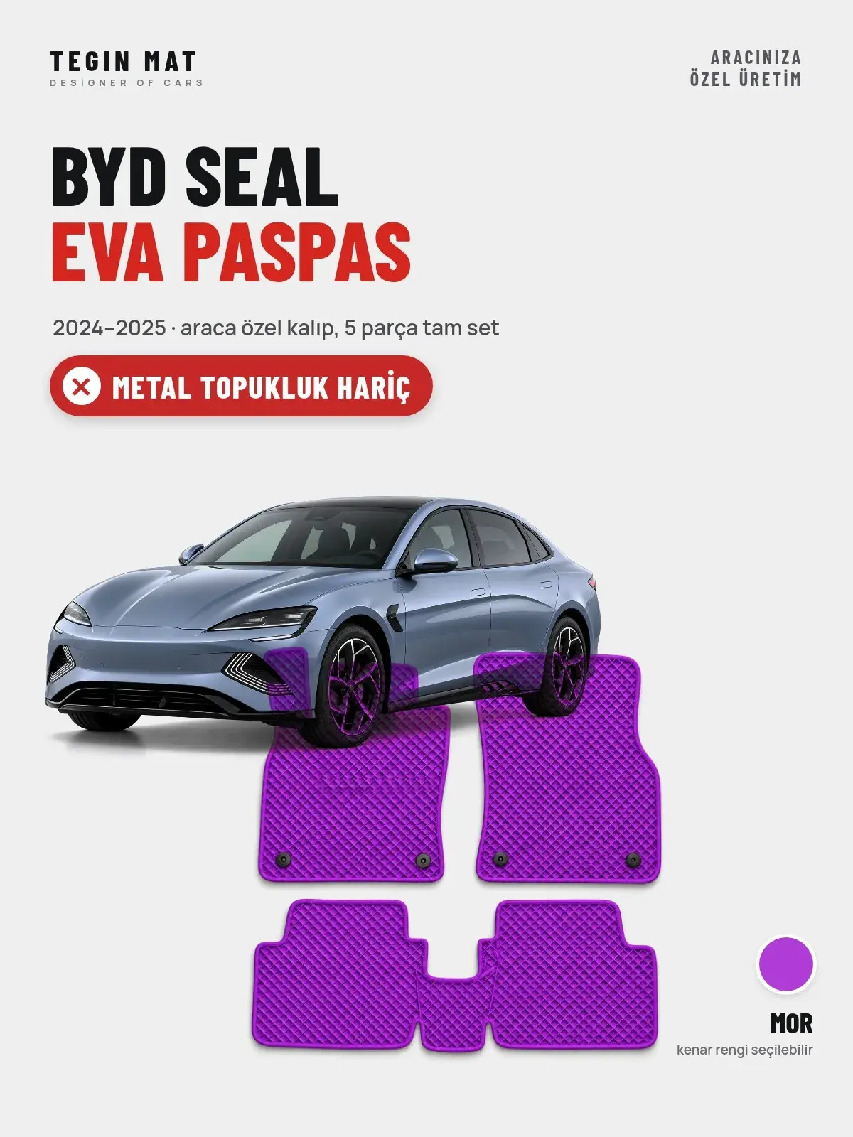 BYD Seal EVA Oto Paspas Tam Set (2024–2025) Mor – Metal Topukluk Hariç (1)