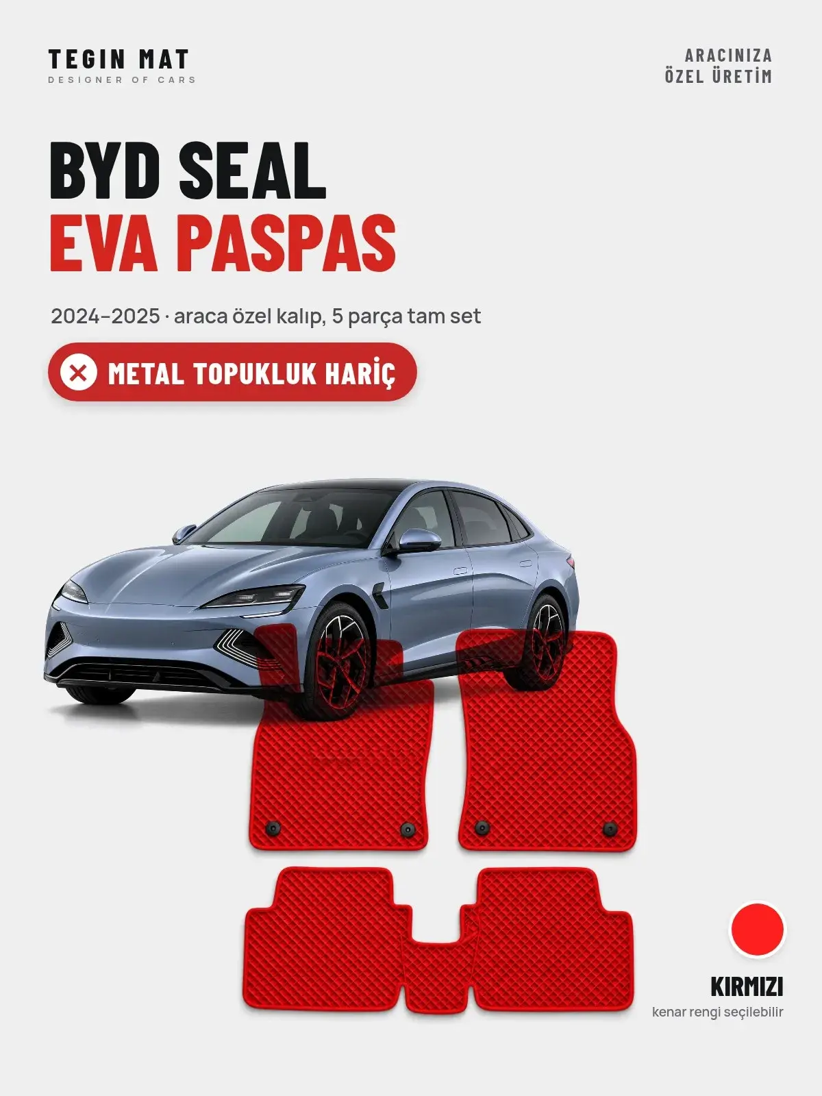 BYD Seal EVA Oto Paspas Tam Set (2024–2025) Kırmızı – Metal Topukluk Hariç (1)