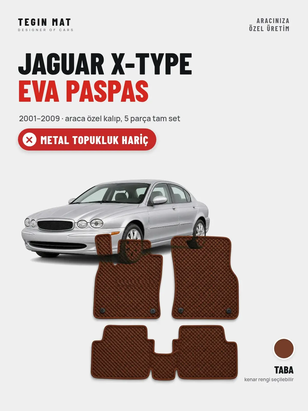 Jaguar X-Type EVA Oto Paspas Tam Set (2001–2009) Taba – Metal Topukluk Hariç (1)