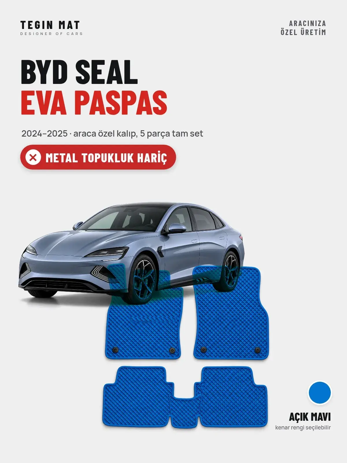 BYD Seal EVA Oto Paspas Tam Set (2024–2025) Açık Mavi – Metal Topukluk Hariç (1)
