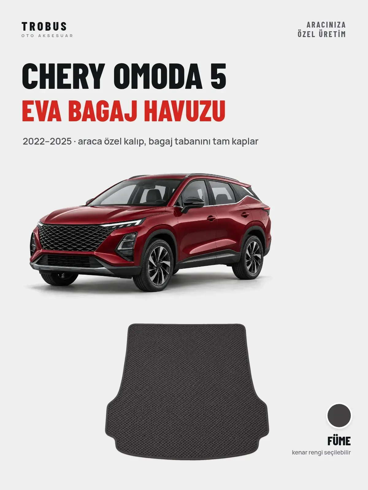 Chery Omoda 5 EVA Bagaj Havuzu (2022–2025) Füme – Araca Özel Kalıp (1)