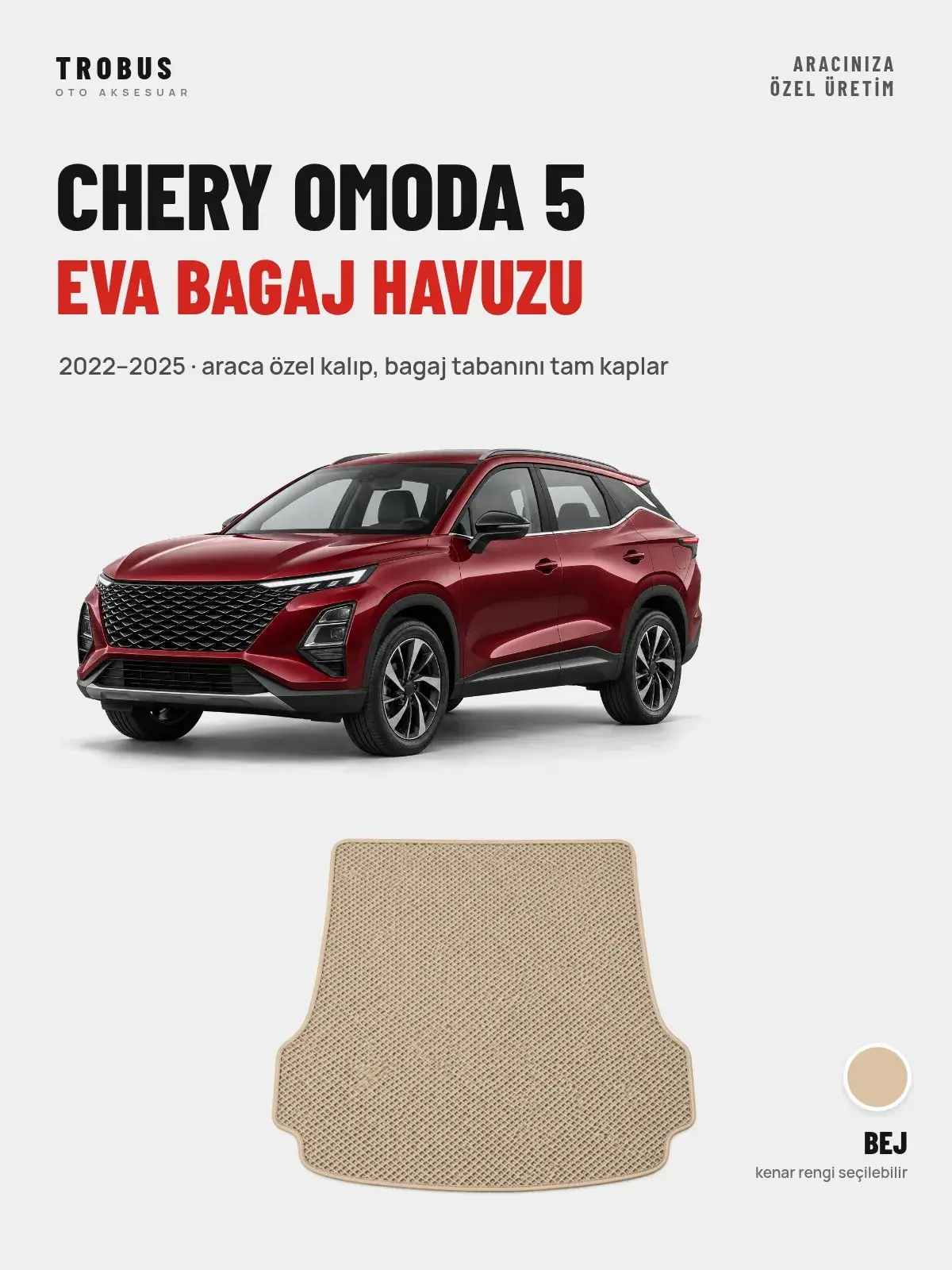Chery Omoda 5 EVA Bagaj Havuzu (2022–2025) Bej – Araca Özel Kalıp (1)