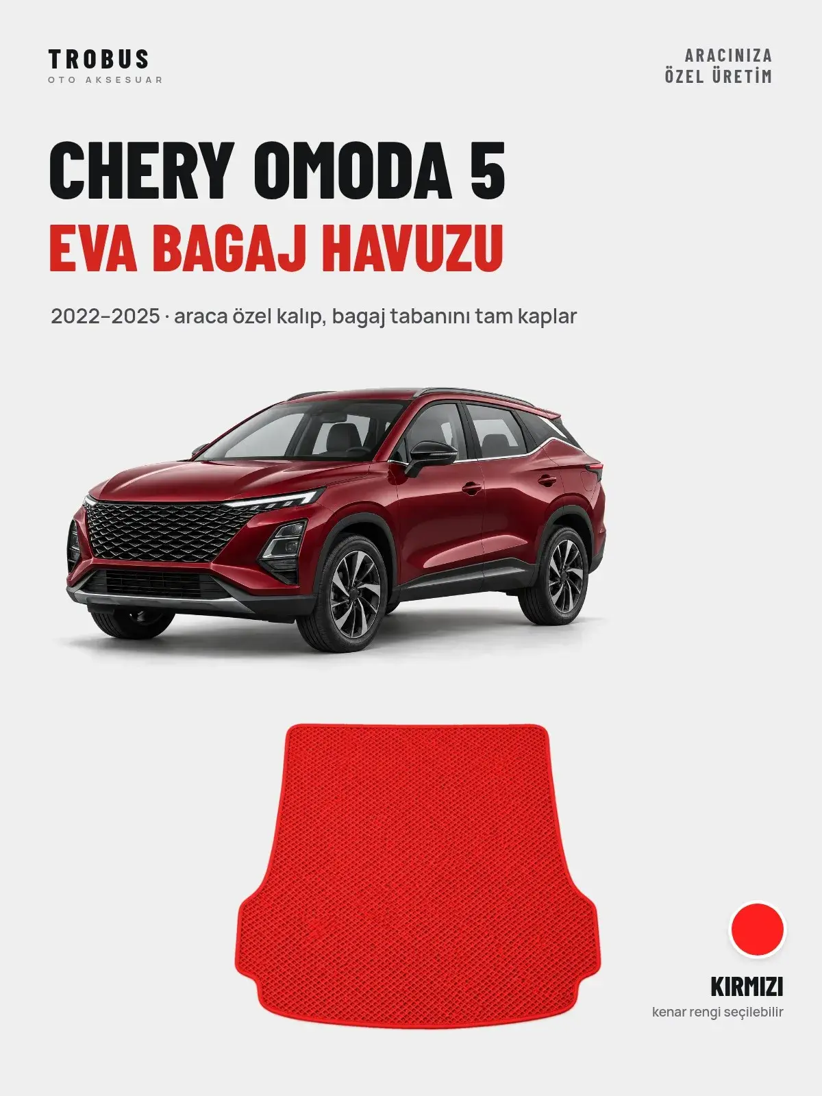 Chery Omoda 5 EVA Bagaj Havuzu (2022–2025) Kırmızı – Araca Özel Kalıp (1)