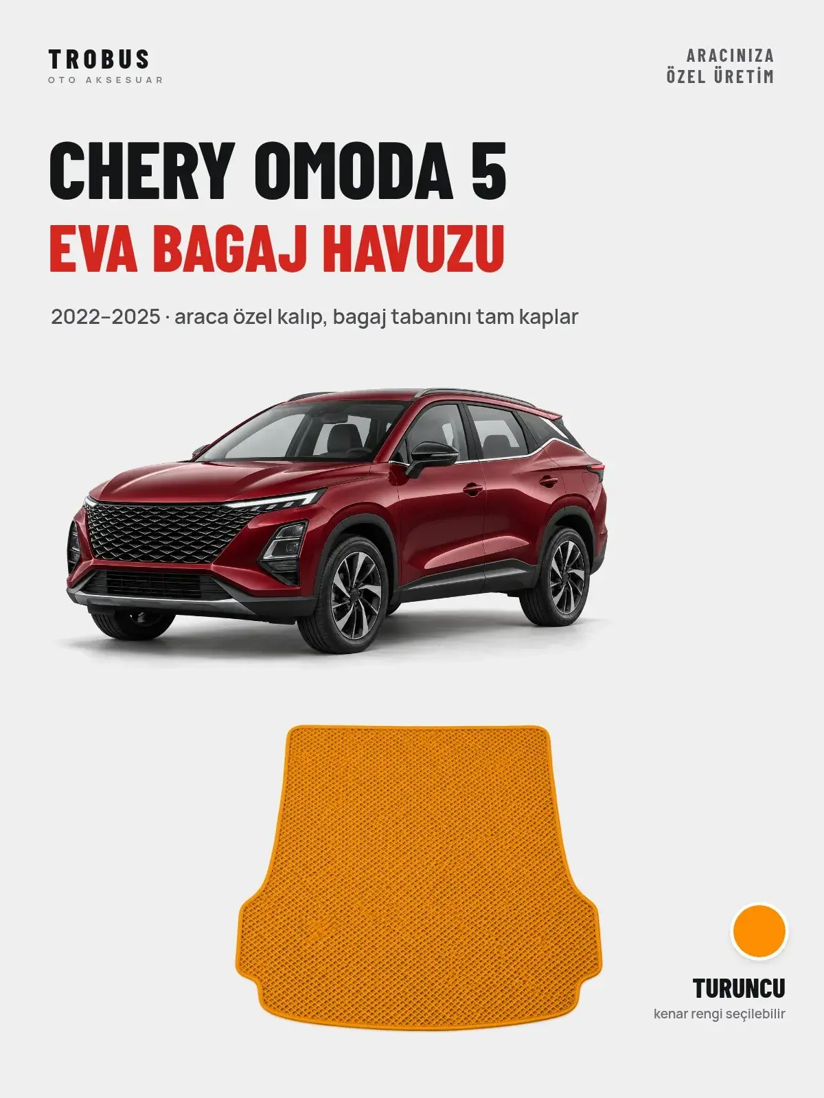 Chery Omoda 5 EVA Bagaj Havuzu (2022–2025) Turuncu – Araca Özel Kalıp (1)
