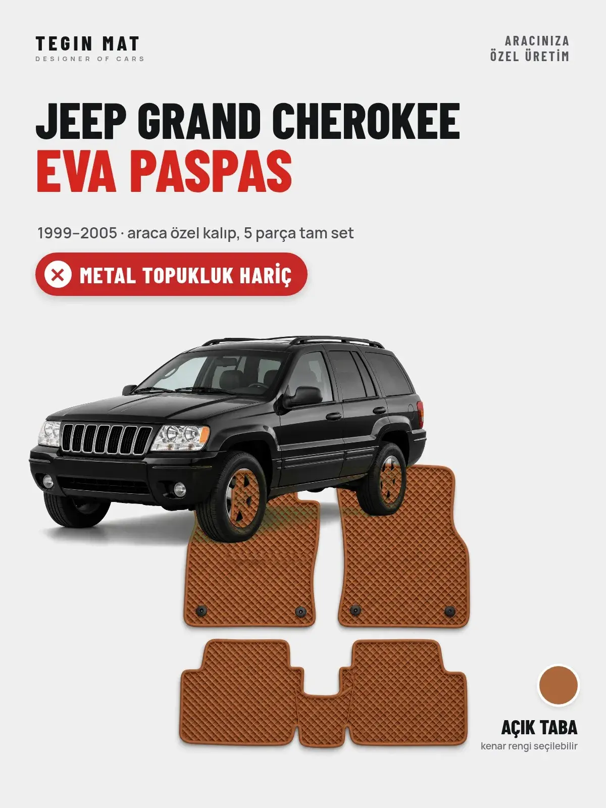 Jeep Grand Cherokee EVA Oto Paspas Tam Set (1999–2005) Açık Taba – Metal Topukluk Hariç (1)