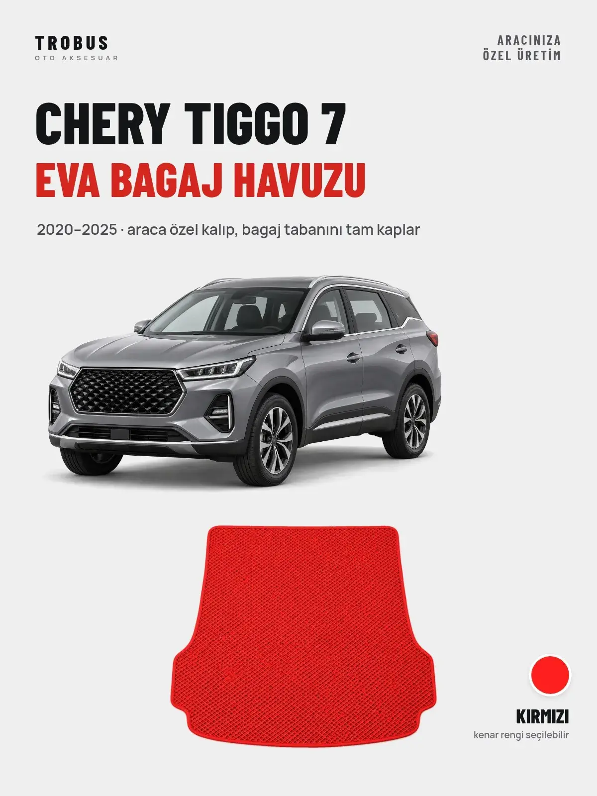 Chery Tiggo 7 EVA Bagaj Havuzu (2020–2025) Kırmızı – Araca Özel Kalıp (1)