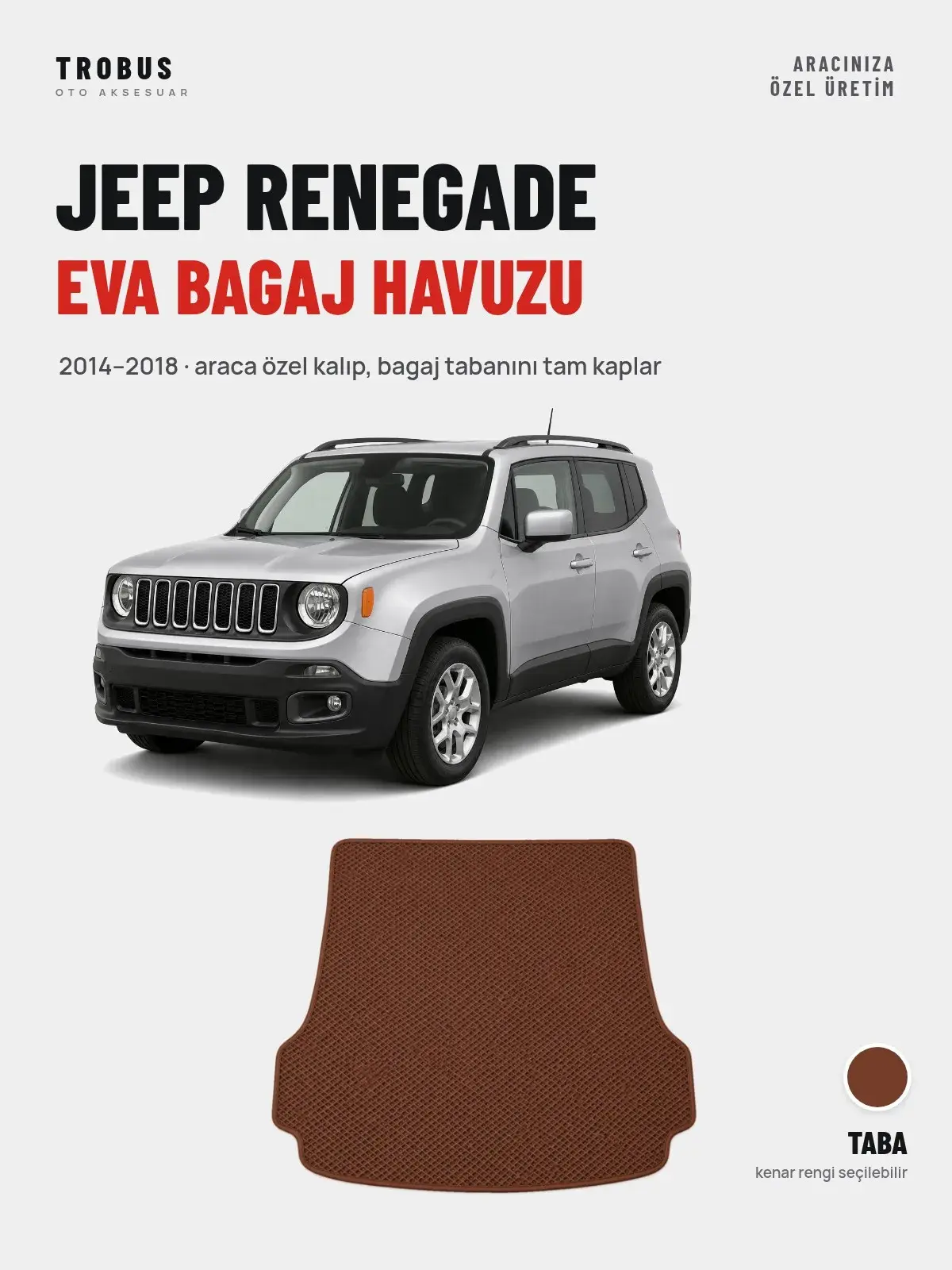 Jeep Renegade EVA Bagaj Havuzu (2014–2018) Taba – Araca Özel Kalıp (1)