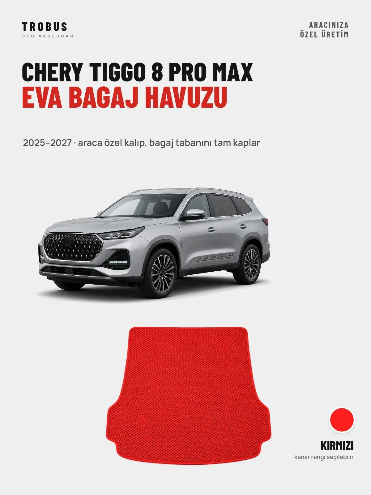 Chery Tiggo 8 Pro Max EVA Bagaj Havuzu (2025–2027) Kırmızı – Araca Özel Kalıp (1)