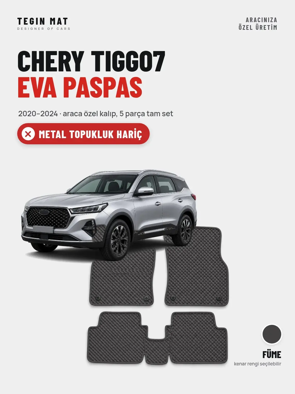 Chery Tiggo7 EVA Oto Paspas Tam Set (2020–2024) Füme – Metal Topukluk Hariç (1)