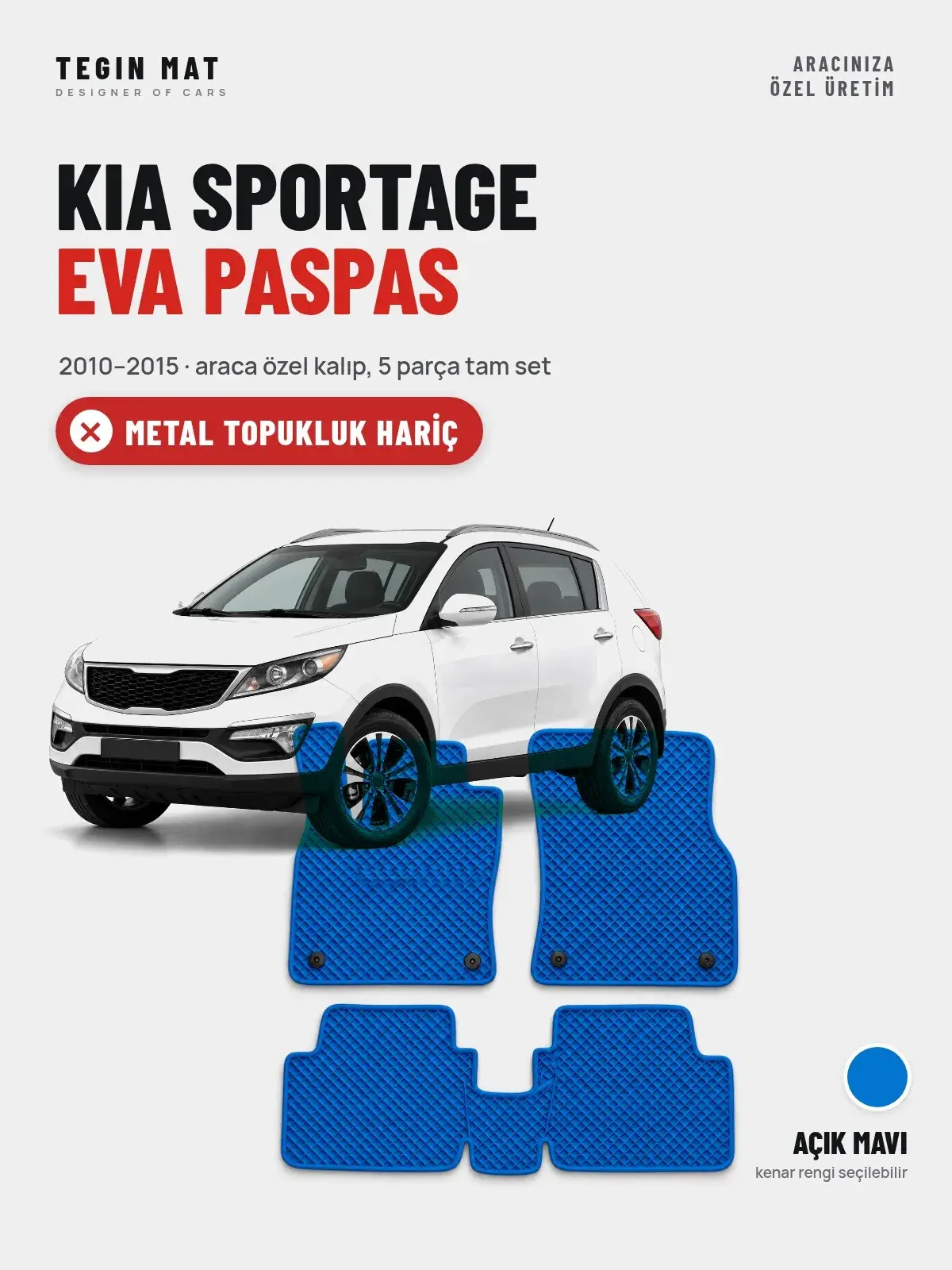Kia Sportage EVA Oto Paspas Tam Set (2010–2015) Açık Mavi – Metal Topukluk Hariç (1)